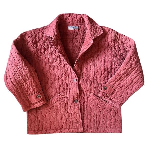 Razumma Vintage Quilted 100% Cotton Coral Jacket | Scandistyle Lagenlook, sz M - Picture 2 of 6